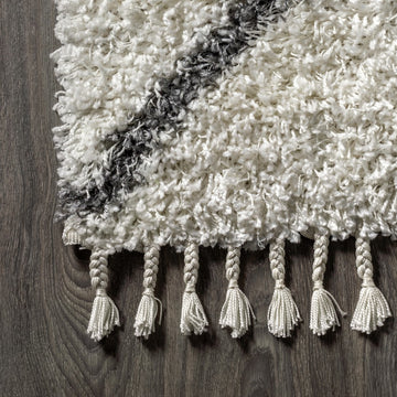 Mercer Shag Plush Tassel Moroccan Diamond Area Rug